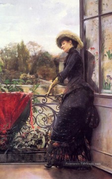  art Peintre - Sur la terrasse femmes Julius LeBlanc Stewart